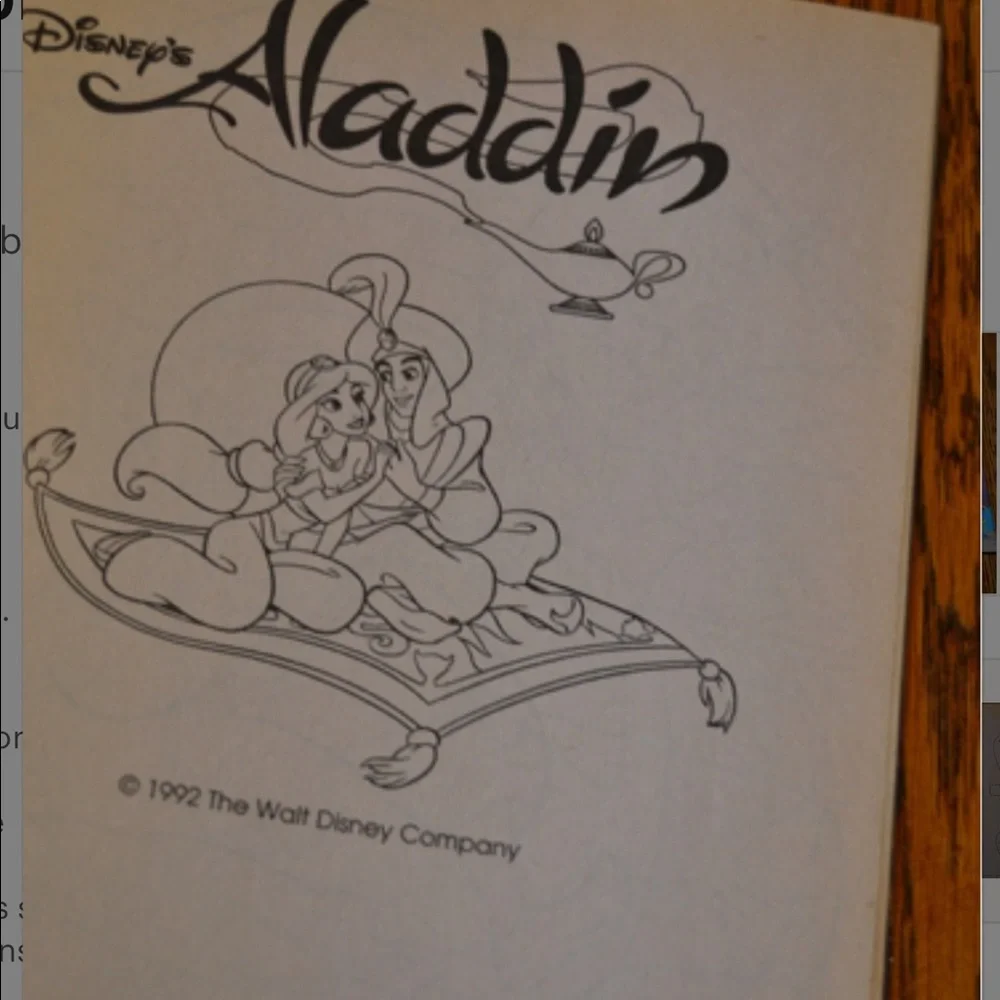 Disney Aladdin Big Coloring Activity Book 1992 Jasmine Jafar Vintage 90’s